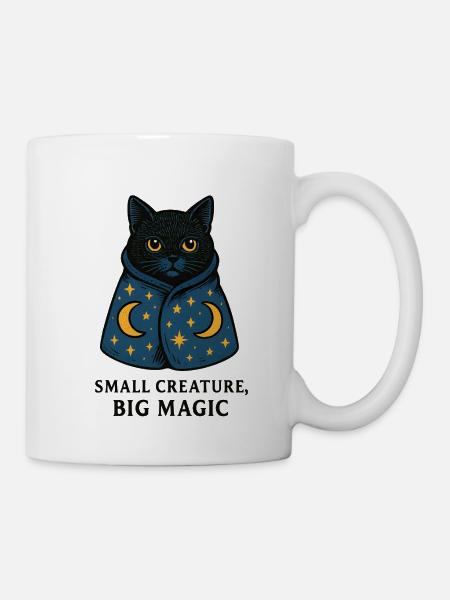 Katzenzauber im Sternenmantel - Tasse - Weiß