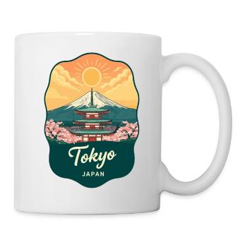 Tokyo Mount Fuji Vintage Sunset Reiseabzeichen - Tasse - Weiß - Rechts