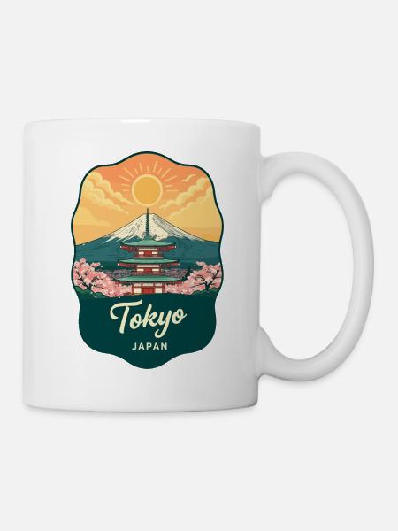 Tokyo Mount Fuji Vintage Sunset Reiseabzeichen - Tasse - Weiß