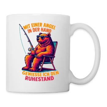 Angler Ruhestand: Cooler Bär mit Sonnenbrille - Tasse - Weiß - Rechts