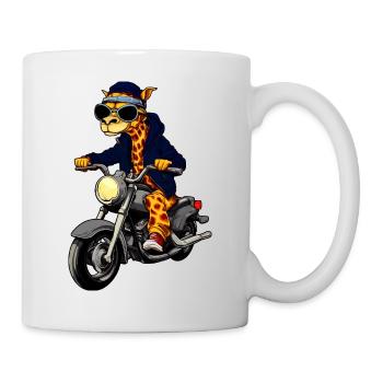 Motorrad Giraffen - Tasse - Weiß - Rechts