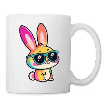 Lapin arcenciel en lunettes - Mug blanc - blanc - Droite