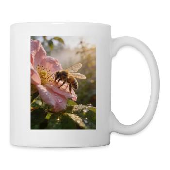 Morning bee on rose blossom - Mug - white - Right