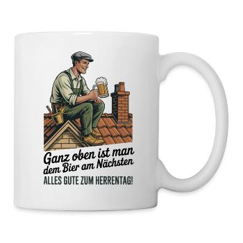 Dachdecker Papa Herrentag Vatertag Bier Geschenk - Tasse - Weiß - Rechts