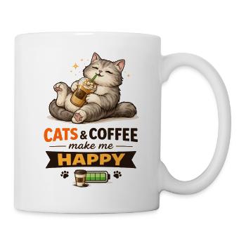 Cats & Coffee Make Me Happy - Mug - white - Right