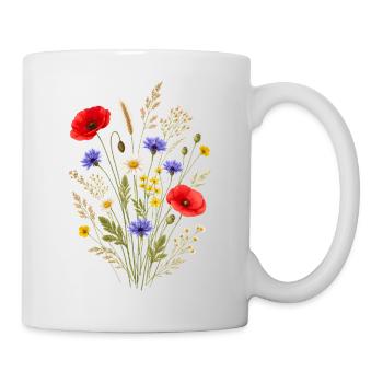 Bunter Wildblumenstrauß Natur Floral Design - Tasse - Weiß - Rechts