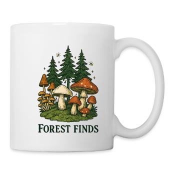 Waldfunds Pilzszene im Tannenwald - Tasse - Weiß - Rechts