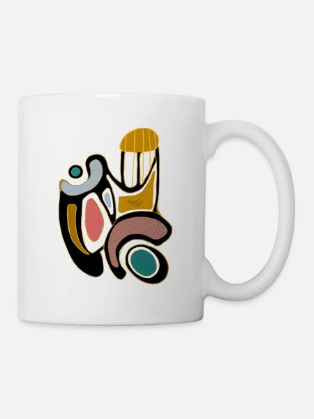 Abstract color shapes with organic lines - Mug - white
