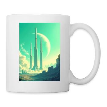 retro futuristic space landscapes 1960s aesthetic - Mug - white - Right