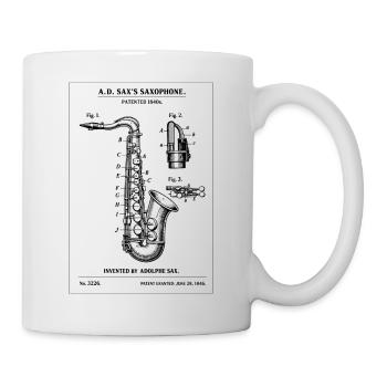 Saxophone Instrument Blueprint Patentdesign - Tasse - Weiß - Rechts