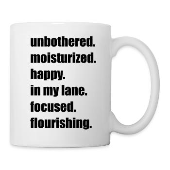 Mantra de mème Heureux, Focalisé et Épanoui, - Mug blanc - blanc - Droite