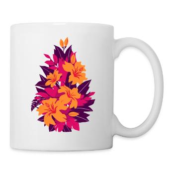 Fleurs de feu néon en hibiscus - Mug blanc - blanc - Droite