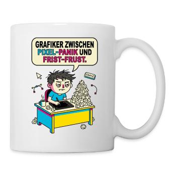 Grafiker Pixel Panik Frust Humor - Tasse - Weiß - Rechts