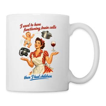 Retro Pin-Up Mom Humor – Multitasking Chaos - Mug - white - Right