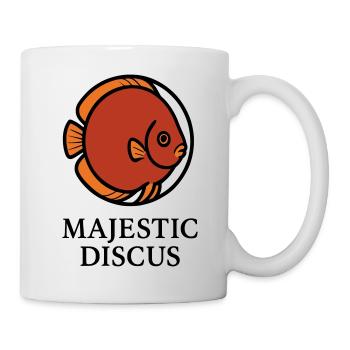 Majestätischer kreisförmiger Diskusfisch-Logo - Tasse - Weiß - Rechts