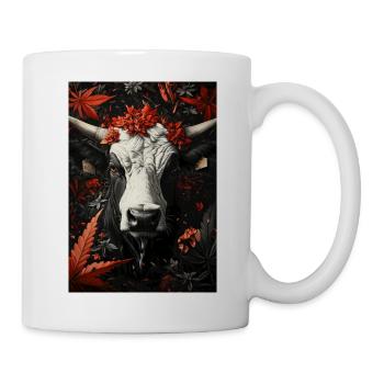 Stierkopf im Herbstlaub - Tasse - Weiß - Rechts