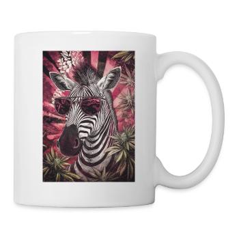 Zèbre avec des lunettes de soleil dans le psychédèle du cannabis - Mug blanc - blanc - Droite