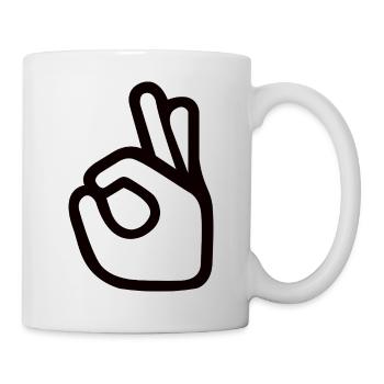 OK Handzeichen – Perfect Symbol - Tasse - Weiß - Rechts
