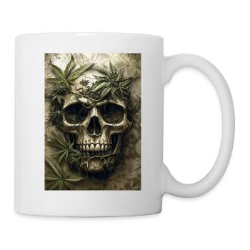 Schädel mit Hanfblättern - Tasse - Weiß - Rechts