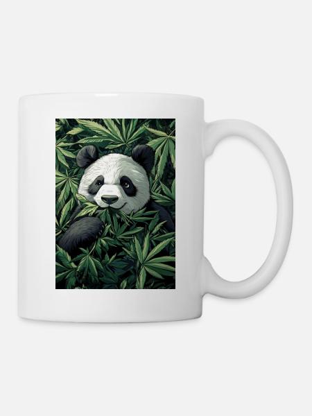 Panda im Cannabisblatt Traum - Tasse - Weiß