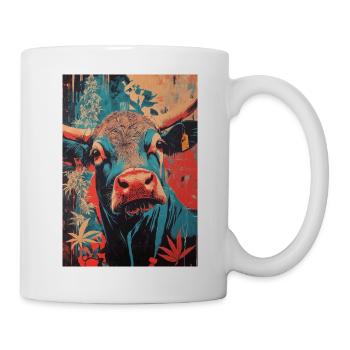 Psychedelische Kuh im Pop-Art Stil - Tasse - Weiß - Rechts