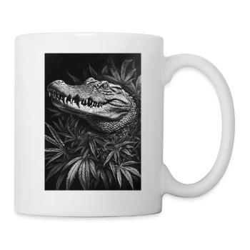 Krokodil im Hanfblattwald - Tasse - Weiß - Rechts