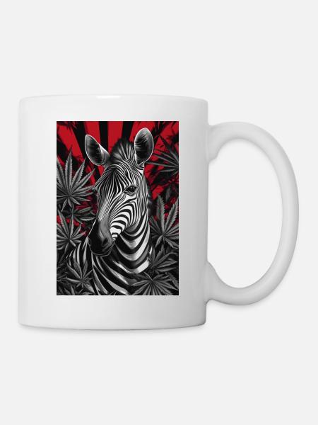 Zebra im Cannabis-Dschungel - Tasse - Weiß