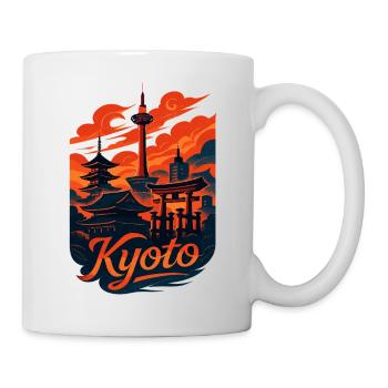 Kyoto Skyline – Japanisches Design - Tasse - Weiß - Rechts