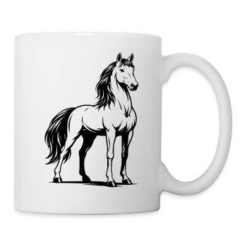 Pferd_stehend_Schwarz-White - Mug blanc - blanc - Droite