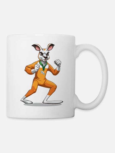 Känguru Kampfschritt Orange Overalls - Tasse - Weiß