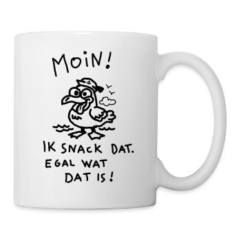 Moin Dämliche Möwe Witzig Kinder Motiv  - Tasse - Weiß - Rechts