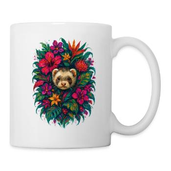 Ferret Tropical Exotic Hibiscus Flowers - Mug - white - Right