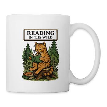 Lesen im Wildwald Katze - Tasse - Weiß - Rechts