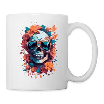 Tropical skull with glasses and leaves - Mug - white - Right