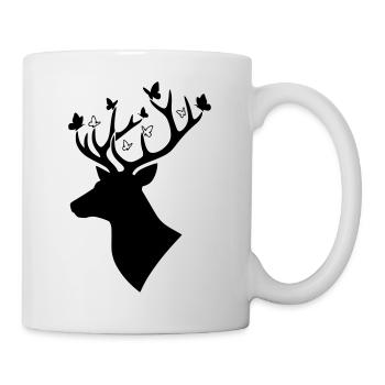 Deer Butterfly Nature Logo - Mug - white - Right