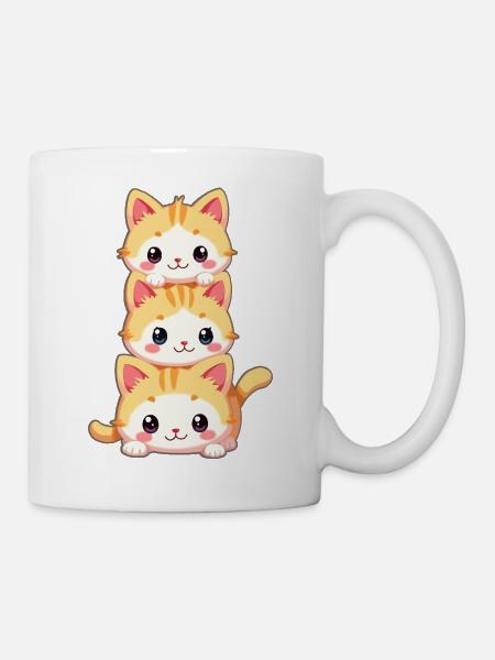 Gestapeltes Kätzchen-Trio - Tasse - Weiß