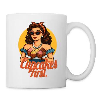 Cupcakes First Retro Pin Up Design - Mug - white - Right