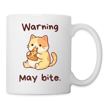 Avertissement : Peut mordre - Kawaii Pizza Cat - Mug blanc - blanc - Droite