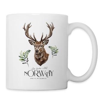 Hirsch Wildnis wilde Tiere Freiheit Norwegen - Tasse - Weiß - Rechts