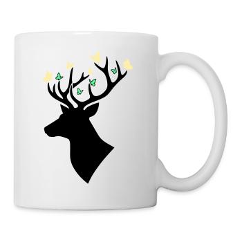 Papillon tête de cerf Multicolore - Mug blanc - blanc - Droite
