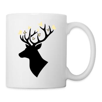 Jaune papillon tête de cerf - Mug blanc - blanc - Droite