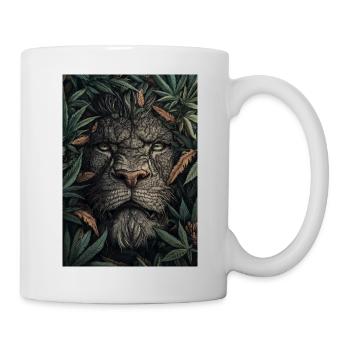 Löwenkopf im Blattwerk - Tasse - Weiß - Rechts