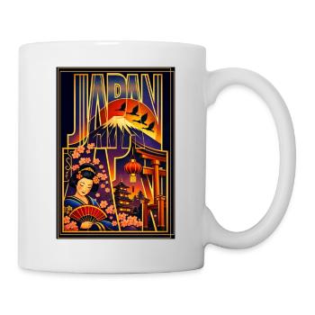 Japan Art Illustration – Mount Fuji, Torii, Sakura - Mug - white - Right
