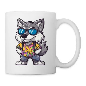 Wolf Comic Urlaub - Tasse - Weiß - Rechts