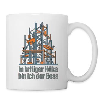 Gerüstbau, Handwerk, Höhe, Stolz - Tasse - Weiß - Rechts