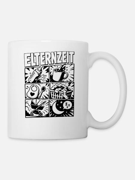 Elternzeit Comic Symbole - Tasse - Weiß