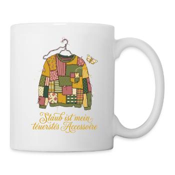 Vintage Upcycling, Motten Pullover - Tasse - Weiß - Rechts