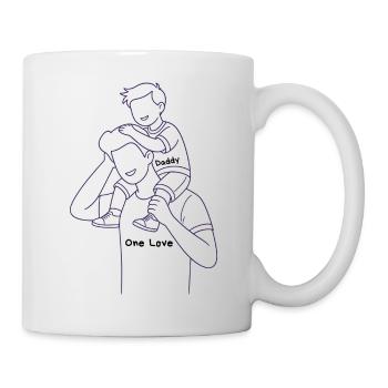 Father carrying child on shoulders - Mug - white - Right
