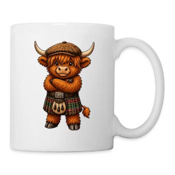 Bétail des Highlands avec kilt - Mug blanc - blanc - Droite