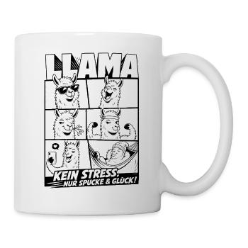 Lama kein Stress nur Spucke Glück - Tasse - Weiß - Rechts